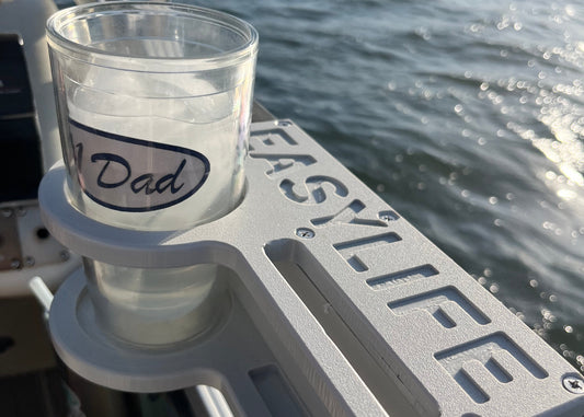 Pontoon rail cup holder