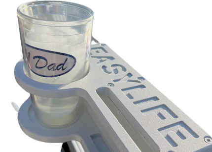 Pontoon rail cup holder